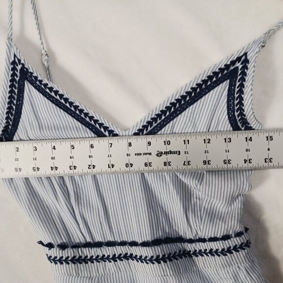 Japana, Palazzo Jumpsuit, S, Blue & White Stripe, Spaghetti Straps, Navy Trim - Picture 11 of 15